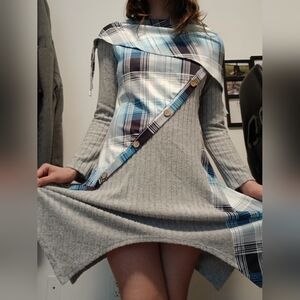 Gray and Blue Plaid Dress